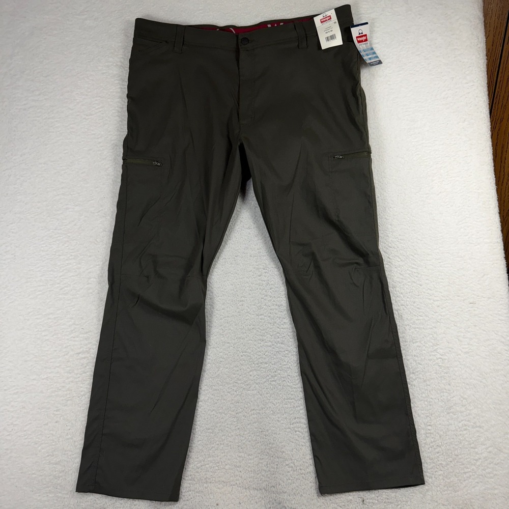 Wrangler Men's Performance Zip Cargo Straight NWT Flex 42x30 Green SPF 50 Hiking